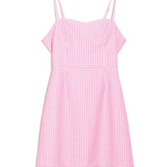 French Connection Gingham Print Tie Back Whisper Dress in Barbie Pink & White, 0 - Picture 2 of 6